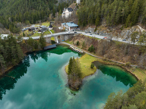 Fernpass and Lake Fernstein in Tyrol on the border between Austria and Germany