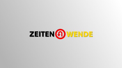 Illustration "Zeitenwende" in Schwarz Rot Gold. Abstraktes Symbolbild deutscher Politik mit farbigen Schriftzug "Zeitenwende". Neue Zeiten, Veränderung und Politik in Deutschland. Wort des Jahres 2022