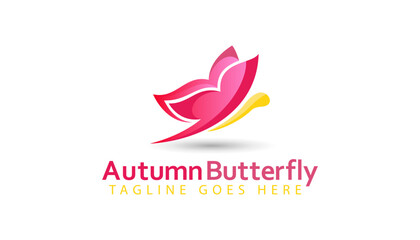 Pink Butterfly vector sign And Business Card template. Vector icon for beauty industry, salon, spa, cosmetics package labeling, boutique. Corporate identity template. Femininity, beauty.