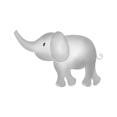 Cute Wildlife Children's Watercolor Grey Elephant Transparent Clipart