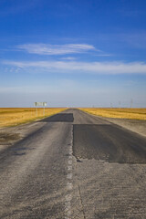 Fototapeta na wymiar a road in the middle of the desert in kalmykia