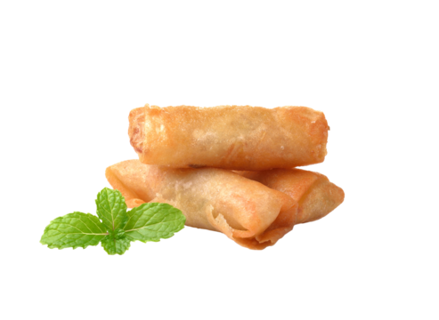 Fried chinese spring roll  for appetizer  on transparent png