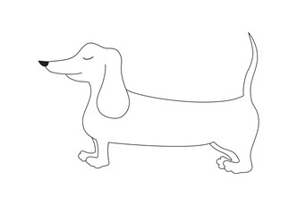Dachshund dog cute silhouette vector illustration. Dog silhouette isolated on white background