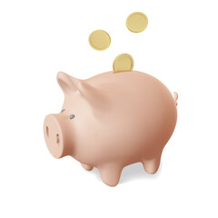 Piggy bank realistic vector. Isolated vector illustration. Money income. Financial business growth concept. Savings concept.