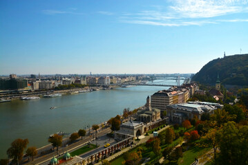 View of the Danube river and Gellert Hill in Budapest