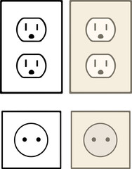 Electrical Outlet Receptacle Plug Clipart - Outline, Silhouette & Color