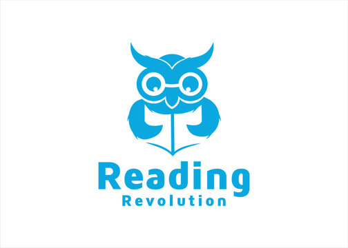 owl book logo design mascot education learning