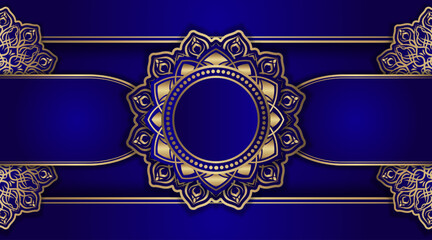 Blue luxury background  with mandala ornament