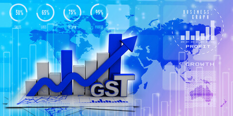 3d rendering Stock market online business concept. business Graph with GST