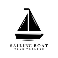 Silhouette of sailing boat logo design. sailing ship logo design. sail or ship vector icon illustration.