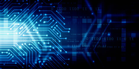 2d illustration Abstract futuristic electronic circuit technology background