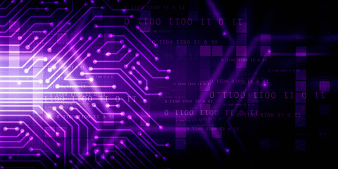 2d illustration Abstract futuristic electronic circuit technology background