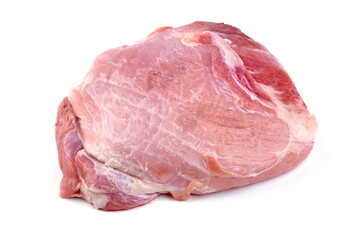 Raw pork ham, pork leg, isolated on white background.