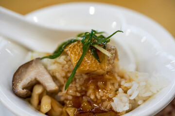 A bowl of delicious steamed fish slices with rice