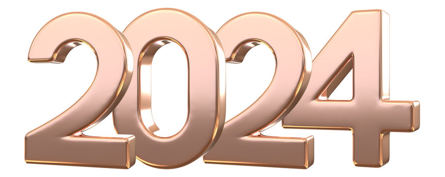 Golden Number 2024 3D Rendering
