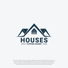 simple Real Estate Logo, house roof concept. Creative Housing, Construction, Flipping, Architecture Company Logo Icon Concept Vector