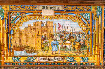 Plaza de Espana, Sevilla, Spain - famous old decorative ceramics alcove. Madrid theme.