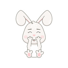 Fototapeta na wymiar Cute rabbit character isolated on white. Bunny vector illustration.