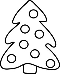 black outline of a Christmas tree isolated on a white background