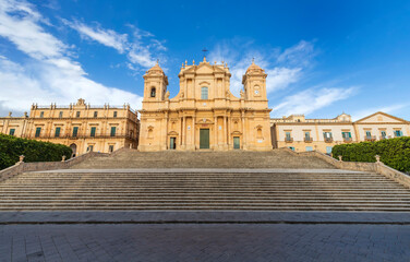 travel to Italy - front view of Noto Cathedral (Minor Basilica of St Nicholas of Myra) in Sicily
