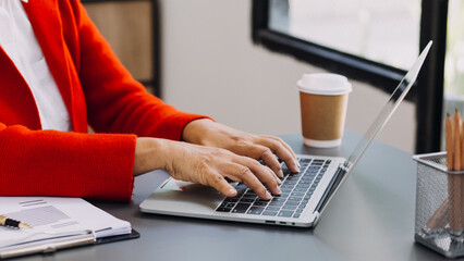 Business team present. Photo professional investor working new startup project. Finance meeting.Digital tablet laptop computer smart phone using, keyboard docking screen foreground,filter