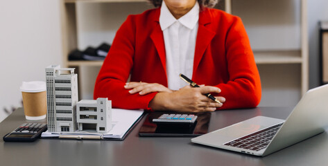 Business team present. Photo professional investor working new startup project. Finance meeting.Digital tablet laptop computer smart phone using, keyboard docking screen foreground,filter