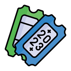 New year 2023 tickets vector icon in modern style