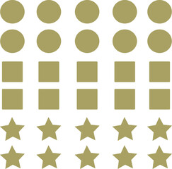set isolated shapes circles squares asterisks yellow