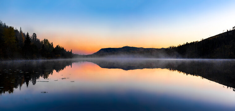Tranquil beauty of Chute Lake at sunrise; Naramata, British Columbia, Canada