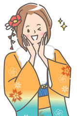 晴れ着姿の女性のイラスト素材