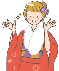 晴れ着姿の女性のイラスト素材