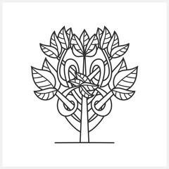 Tree with leaf. Coloring page book isolated. Hand drawn clipart. Sketch icon vector stock illustration. EPS 10