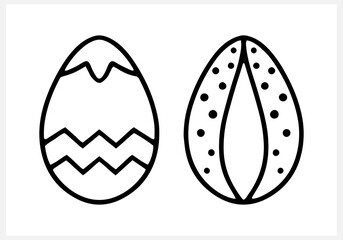 Doodle egg icon isolated Hand drawn art line Coloring page book Sketch easter vector stock illustration EPS 10