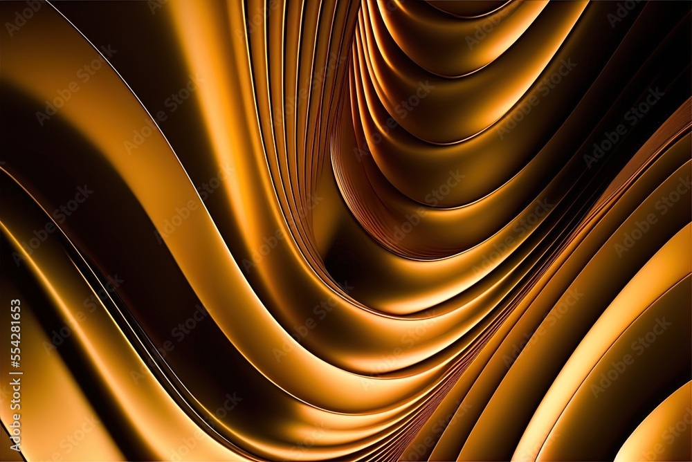 Poster golden undulating lines as an abstract backdrop. generative ai