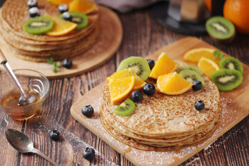 Crepes or bliny with fruit