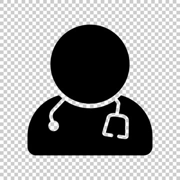Doctor silhouette icon isolated on transparent background. Vector.
