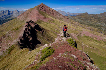 Fototapeta na wymiar approach to the Arlet peak, camille path, pyrenees national park, pyrenees atlantiques, new aquitaine region, france