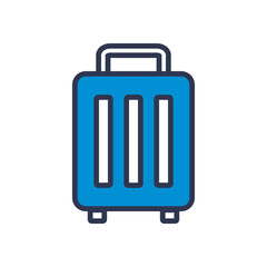 Blue suitcase icon. Luggage. Trunk case. Vector.