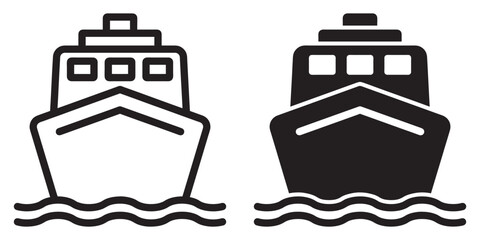 ofvs265 OutlineFilledVectorSign ofvs - cruise ship vector icon . boat sign . cruise liner . isolated transparent . outline and filled version . AI 10 / EPS 10 / PNG . g11605 - obrazy, fototapety, plakaty