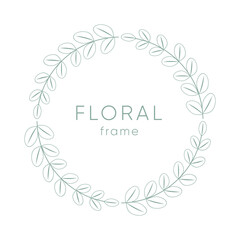 Floral frame background with green branches