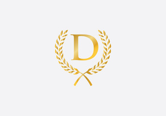 Laurel wreath logo and Vintage wheat circle leaf icon design with letters. Laurel wreath leaf circle letters and icon