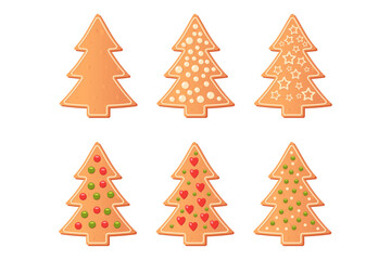 Set of cute gingerbread cookies for christmas