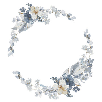 recommend clip art: Watercolor floral wreath. Winter arrangement. Hydrangea flowers, leaves, berries.