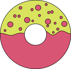 yellow pink donut with sprinkles isolated on a white background