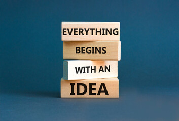 Everything begins with an idea symbol. Concept word Everything begins with an idea on wooden...