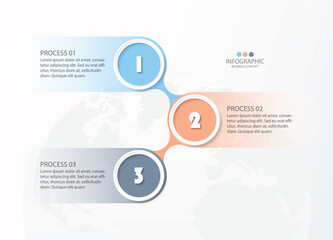 Process infographic with 3 steps, process or options.