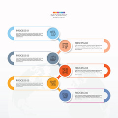 Fototapeta premium Process infographic with 6 steps, process or options.