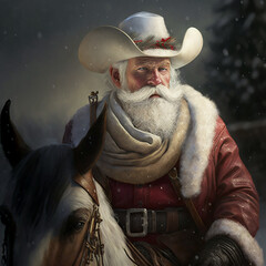 Ai generated western Santa. Created using ai generative. 