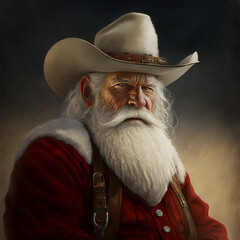 Ai generated western Santa. Created using ai generative.  - obrazy, fototapety, plakaty