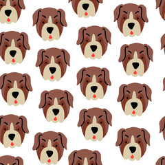 Beautiful seamless pattern with cartoon cute dogs. Breed - boxer. Good for wallpaper, pattern fills, greeting cards, webpage backgrounds, wrapping paper and textile or fabric. Vector illustration